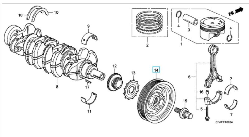 Genuine Honda Accord Petrol Crank Pulley 2006-2008 (13810RRAA02) - Image 2