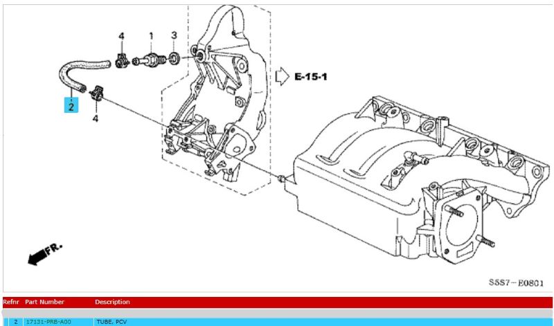 Genuine Honda Civic Type-R EP3 PCV Tube 2001-2005 (17131PRBA00) - Image 2