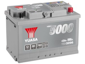 Yuasa YBX5096 Silver High Performance Car Battery 12V 80Ah 740A 5 Year Warranty