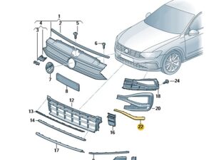 Genuine VW Passat Front Left Fog Light Cover Trim 2015-2024 (Black) (3G0854321C041)