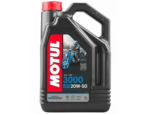 Motul 3000 4T | 20W-50 | Road/V-Twin - 4 Stroke Mineral Motorcycle Engine Oil | Api SL - 4 Litres