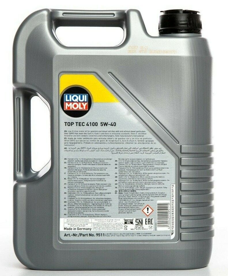 LIQUI MOLY TOP TEC 4100 (9511)*5W40* *5L* FORD WSS-M2C 917-A *ACEA C3*API SN*